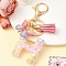 Resin & Acrylic & Faux Suede Tassel Keychain, with Alloy Clasp and Iron Rings, Letter H, 10cm