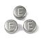 Anti-Tarnish 304 Stainless Steel Beads, Flat Round with Letter, Stainless Steel Color, Letter E, 7x3.8mm, Hole: 1.8mm