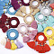 Polycotton(Polyester Cotton) Tassels Pendants, with Polyester Link Ring , Mixed Color, 45~50x25~26x3~4mm, Hole: 14mm