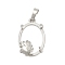 Brass Pendant Cabochon Settings, Oval, Platinum, Tray: 21mm, 28x18x6.5mm, Hole: 7.5mm