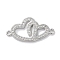 Rack Plating Brass Micro Pave Clear Cubic Zirconia Connector Charms, Double Heart Links, Long-Lasting Plated, Lead Free & Cadmium Free, Platinum, 12x23x2mm, Hole: 1.2mm