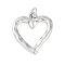 Brass Pendants, Cadmium Free & Lead Free, Concave and Convex Heart, with Jump Ring, Platinum, 20x18x2mm, Hole: 3mm