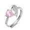 Adjustable Brass with Cubic Zirconia Rings, Wing, US Size 8 1/2(18.5mm)