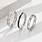3Pcs Hollow Out 304 Stainless Steel Micro Pave Clear Cubic Zirconia with Enamel Finger Rings, Stainless Steel Color, US Size 8(18.1mm)
