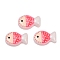 Handmade Lampwork Beads, Fish, with Enamel, Cerise, 20x13x5.5mm, Hole: 1.4mm