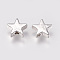 Brass Beads, Star, Platinum, 8x8x2.5mm, Hole: 1.5mm