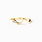 Wave Shaped 925 Sterling Silver Micro Pave Clear Cubic Zirconia Finger Rings, Golden, US Size 9(18.9mm)