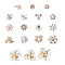 Alloy Cabochons, with Plastic Imitation Pearl & Crystal Glass Rhinestone, Flower, Mixed Color, 38pcs/box