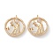 Real 18K Gold Plated Brass Micro Pave Clear Cubic Zirconia Pendants, with Shell, Long-Lasting Plated, Flat Round with Constellation, Virgo, 21x18x3mm, Hole: 1.8mm