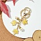 Alloy Enamel Keychain, with Plastic Imitation Pearl Pendants, Iron Ring and Alloy Lobster Claw Clasps, Maple Leaf, Pale Goldenrod, 9.5cm