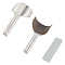 2 Pcs 2 Styles 45# Steel Leathercraft Tool, Half Round Cutter, with Black Silicon Carbide Whetstone/Sharpening Stone, Stainless Steel Color, 1pc/style