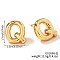 Brass Stud Earrings, Golden, Letter Q, 17x16mm