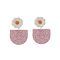 Valentine's Day Polymer Clay Dangle Stud Earrings, Pink, Flower, 45x25mm