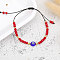 Adjustable Glass Evil Eye Brided Bead Bracelet, Red,