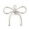 Alloy Pendants, Bowknot, Platinum, 32x35x7mm, Hole: 2.2mm