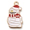 Christmas Theme Alloy Enamel Pendants, Golden, Snowman, 25x15x1mm, Hole: 1.8mm