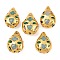 Natural Amazonite & Glass Beads, with Brass Findings, Teardrop, Golden, 30.5~32.52x21~22.5x13~15.5mm, Hole: 0.7mm
