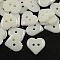 Acrylic Sewing Buttons for Costume Design, Heart Buttons, 2-Hole, Dyed, White, 14x14x3mm, Hole: 1mm