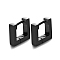 Stainless Steel Hoop Earrings, Black, Square, 12x12x3mm