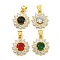 Flower Rack Plating Brass Micro Pave Cubic Zirconia Pendants, Cadmium Free & Lead Free, Long-Lasting Plated, Real 18K Gold Plated, Mixed Color, 18x14.5x5mm, Hole: 3.5x5mm