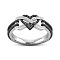 Heart & Infinity Alloy with Crystal Rhinestone Finger Rings for Women, Black, US Size 5(15.7mm)