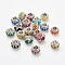 Austrian Crystal European Beads, Large Hole Beads, 925 Sterling Silver Core, Rondelle, Mixed Color, 11x7.5mm, Hole: 4.5mm