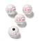 Printed Wood European Beads, Round with Word Pattern, Light Coral, 15.5~16mm, Hole: 4~4.5mm