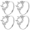 4Pcs Adjustable Brass Ring Components, Pad Ring Settings, Oval, Platinum, Ring Surface: 15x11.5mm, Inner Diameter: 17mm, Tray: 10x8mm