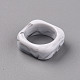 正方形の不透明な樹脂の指輪  天然石風  ホワイトスモーク  usサイズ6 1/2(16.9mm) RJEW-S046-003-B01-4