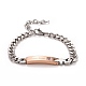 Rectangle avec mot bracelet à maillons true love avec strass STAS-E160-31RGP-1