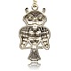 Antique Silver Alloy Rhinestone Owl Pendants for Halloween Jewelry ALRI-J059-37AS-2