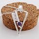Silver Color Plated Brass Cubic Zirconia Triangle Pendant Necklaces NJEW-BB09484-B-2
