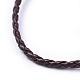 トレンディな編みこみの模造革のネックレス作り  アイアンエンドチェーンとカニカン付き  白金金属色  ココナッツブラウン  16.9インチx3mm NJEW-S105-002-3