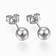 201 Stainless Steel Ball Stud Earrings STAS-P179-02P-4mm-1