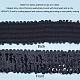 プラスチックpaillette弾性トリム  スパンコールリボン  装飾アクセサリー  ブラック  45x2mm  10 m /ロール PVC-PH0001-07-2