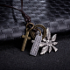 Регулируемые мужские подвески из цинкового сплава и ожерелья лариат с кожаным шнуром NJEW-BB16012-B-4