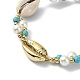 Armband aus natürlichen Muscheln und Muschelperlen sowie synthetischen türkisfarbenen Perlen BJEW-TA00418-3