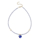 Collar con colgante de vidrio en forma de corazón con perlas naturales y cadenas de cuentas de semillas NJEW-JN04343-3