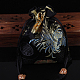 中国風の花柄のサテンジュエリーパッキングポーチ  巾着ギフトバッグ  長方形  ブラック  14x11cm PW-WG37271-21-1