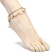 Плетеные ножные браслеты из бисера из натуральной раковины каури для девочек и женщин AJEW-AN00451-02-5