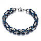 Ion Plating(IP) Two Tone 201 Stainless Steel Byzantine Chain Bracelet for Men Women BJEW-S057-94A-1