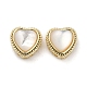 Perle a cuore cavo in ottone con conchiglia bianca naturale KK-Q793-18G-1