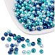 Pandahall 400pcs 4mm perline di perle di vetro tondo perlato mix blu caraibico con foro da 1mm per creazione di gioielli con collana di bracciali HY-PH0006-4mm-03-1