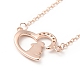 925 collar colgante de conejo con corazón de plata de ley con circonita cúbica transparente para mujer NJEW-E034-02RG-3