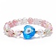 Coeur avec mauvais oeil bracelet extensible au chalumeau avec perles de verre pour femme BJEW-JB08103-4