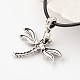 Dragonfly Tibetan Style Alloy Pendant Necklaces NJEW-F197-06-3