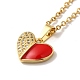 Coeur de zircone cubique clair avec collier pendentif en émail et boucles d'oreilles SJEW-M099-02G-3