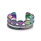 Ion Plating(IP) Rainbow Color 304 Stainless Steel Oval Wrap Open Cuff Ring for Women RJEW-C025-11M-2