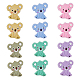 Hobbiesay 12 Uds. Cuentas de animales de dibujos animados de koala de 6 colores SIL-HY0001-11-1