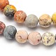 Frosted Round Natural Picasso Stone/Picasso Jasper Beads Strands G-N0166-58-8mm-2